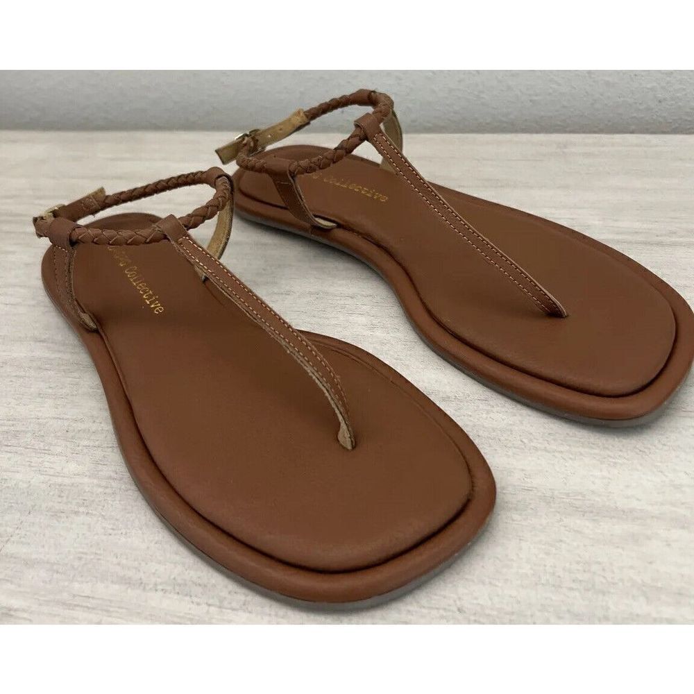 B.O.G Collective Women Sz 10M Lively Cognac Braided Leather Sandals NIB